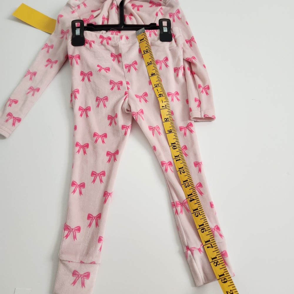 NWT Toddler Girls 2T Pink Velour Bow Pajama Sleepwear 3 Piece Set‎ - Picture 4 of 8